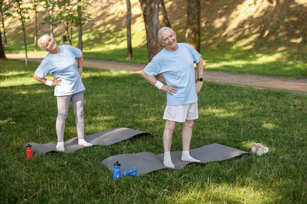 balance exercises for seniors: sit-to-stand, tandem stance, single-leg balance and toe leans
